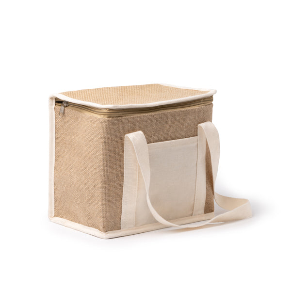 Sac réfrigérant en jute avec poche avant en coton