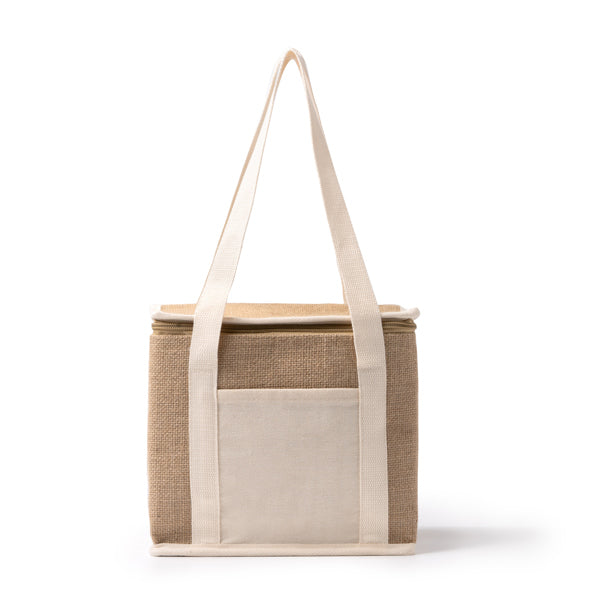 Sac réfrigérant en jute avec poche avant en coton