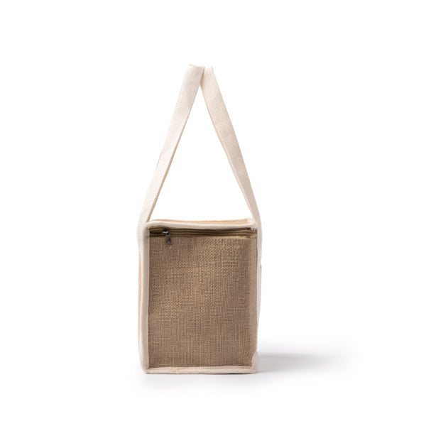 Sac réfrigérant en jute avec poche avant en coton