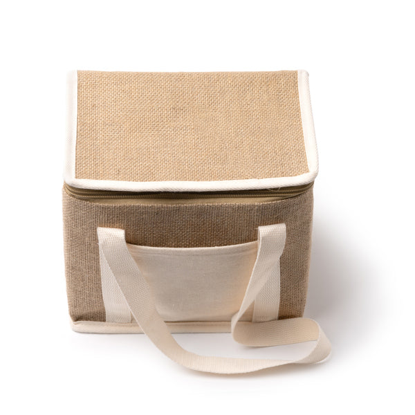 Sac réfrigérant en jute avec poche avant en coton