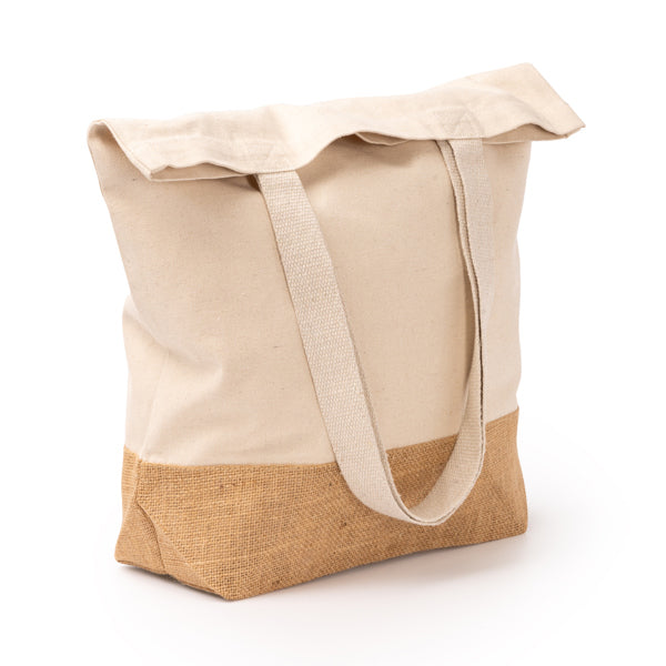 Sac en coton recyclé 330 gsm et jute naturel.
