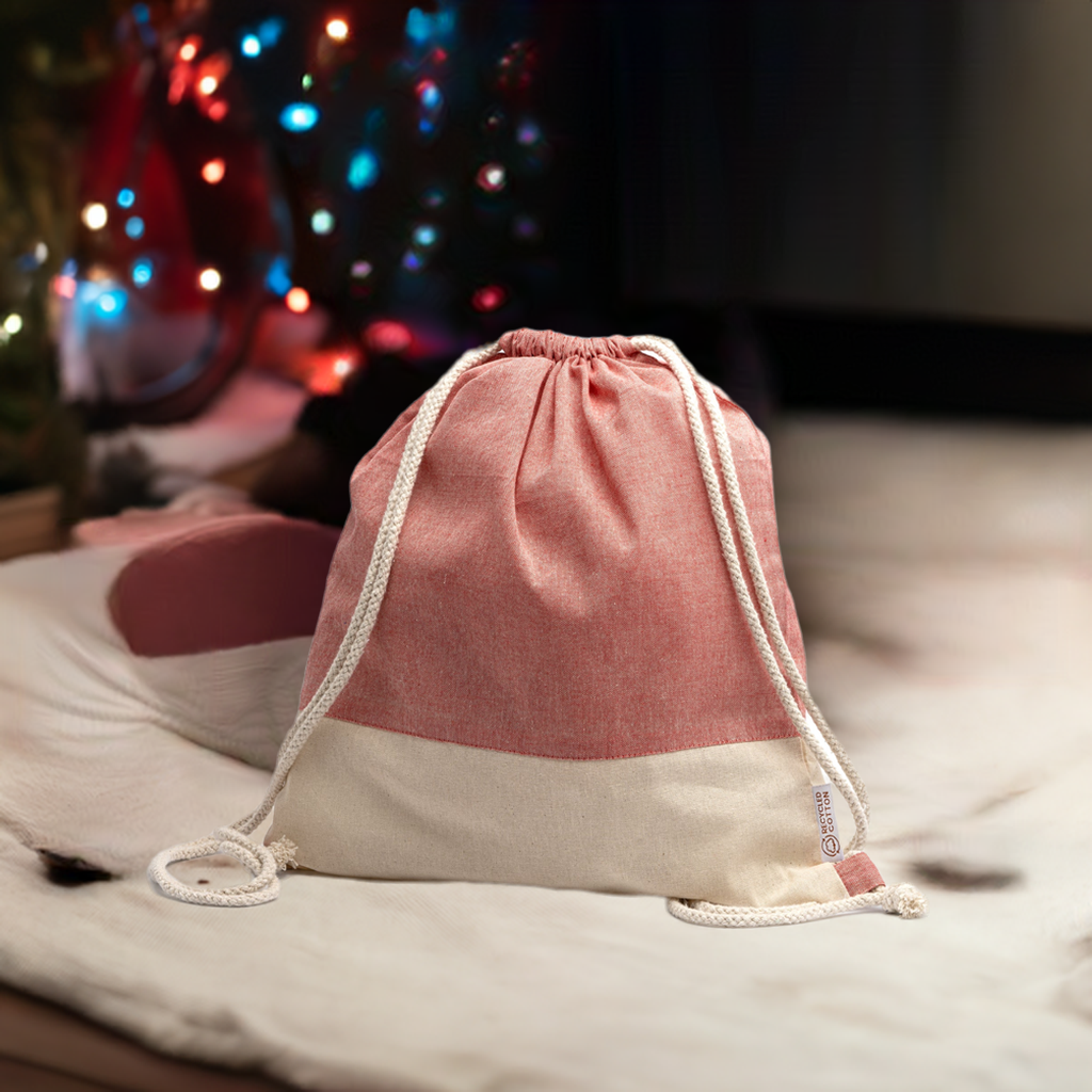 Sac à cordon en coton bicolor